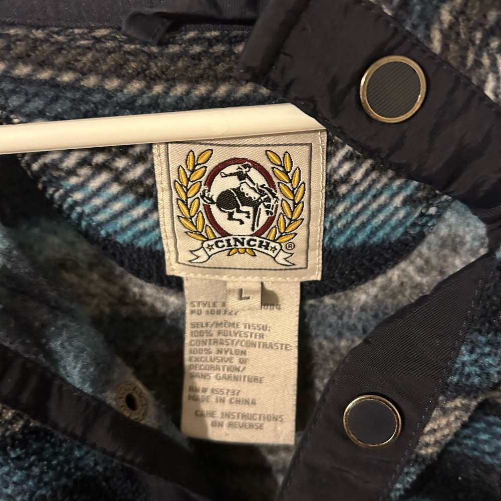 ✨ Cinch Teal and Gray Striped Pullover Jacket - Picture 3 of 3